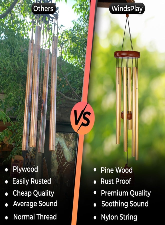 WindsPlay Memorial Wind Chimes - 32.5" Sympathy Wind Chimes for Loss of Loved One - Bereavement & in Memory Wind Chimes for Mother, Father, Husband, Child, Sister, Daughter & Son (Gold) - Image 4
